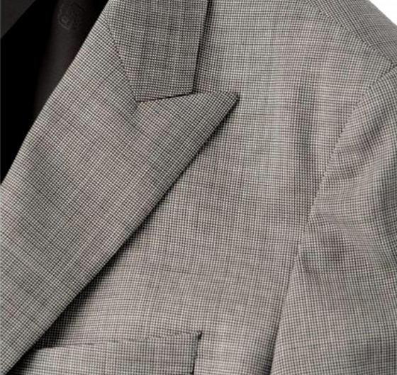 BOSS Abito Uomo Slim Fit Doppiopetto in Lana Con Micromotivo 50518118 Colore Grigio