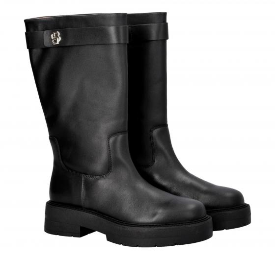 BOSS Stivali Donna in Pelle Con Monogramma Double B Dettagli Rebby BKBootie CBB  50529775 Colore Nero