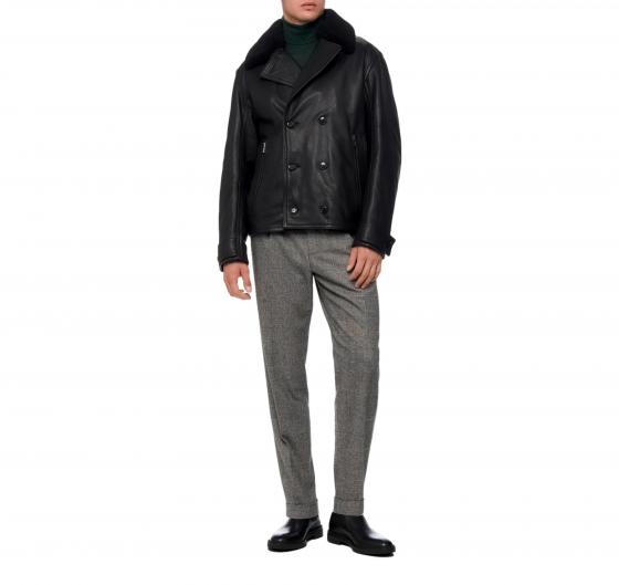BOSS Giacca Doppiopetto Uomo in Vera Pelle 50524895 Colore Nero