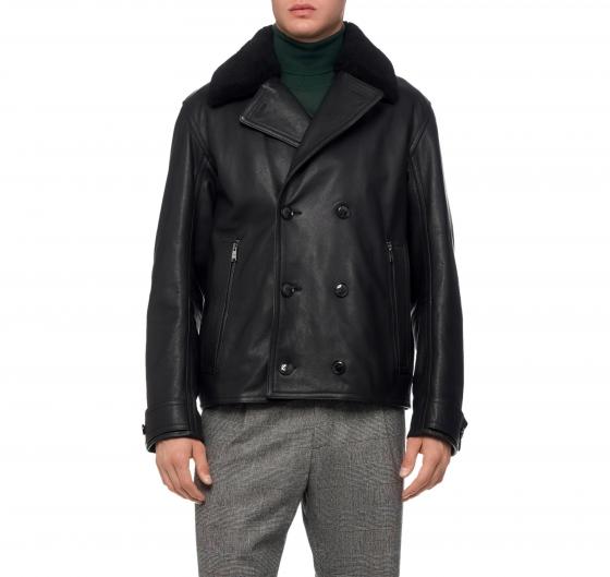 BOSS Giacca Doppiopetto Uomo in Vera Pelle 50524895 Colore Nero