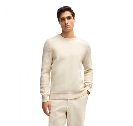 BOSS Maglione Uomo Regular Fit In Materiali Misti Con Polsini A Coste H-Ematero 50526864 Colore Avorio