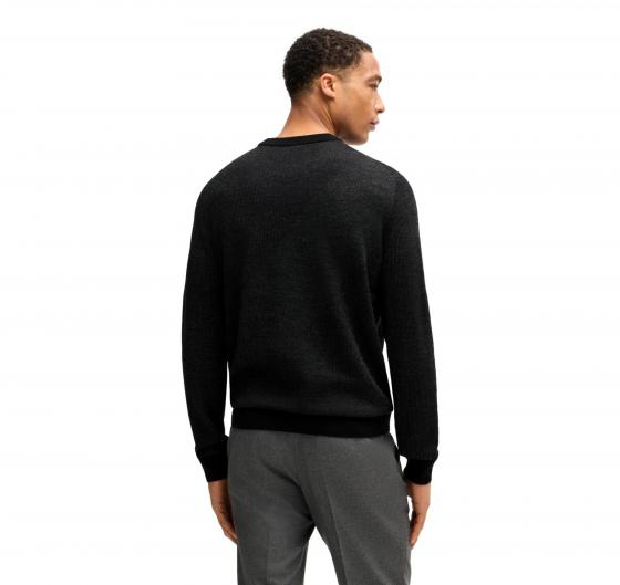 BOSS Maglione Uomo Con Motivo Jacquard Bicolore H-Eclaus 50526845 Colore Nero