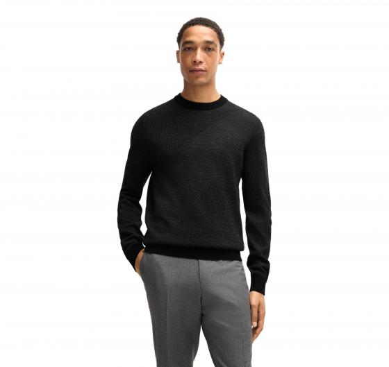 BOSS Maglione Uomo Con Motivo Jacquard Bicolore H-Eclaus 50526845 Colore Nero