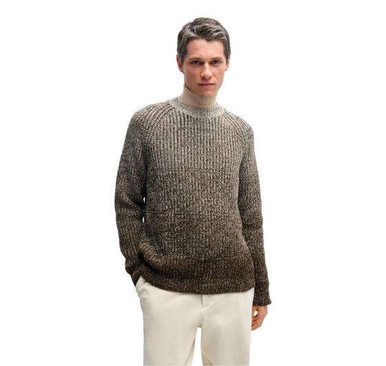 BOSS Maglione Uomo Regular Fit Con Lavorazione Degrade H Ezrano 50526896 Colore Marrone Multicolor