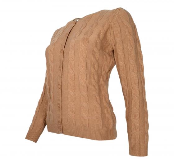 CASHMERE COMPANY Cardigan Treccia Donna Slim Fit ID113 1235 Cashmere e Lana Colore Beige