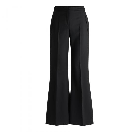 BOSS Pantalone Donna Svasati Regular Fit In Twill Di Misto Lana Talia Long 50524051 Colore Nero