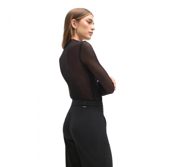 BOSS Pantalone Donna Svasati Regular Fit In Twill Di Misto Lana Talia Long 50524051 Colore Nero