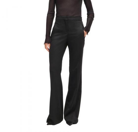 BOSS Pantalone Donna Svasati Regular Fit In Twill Di Misto Lana Talia Long 50524051 Colore Nero