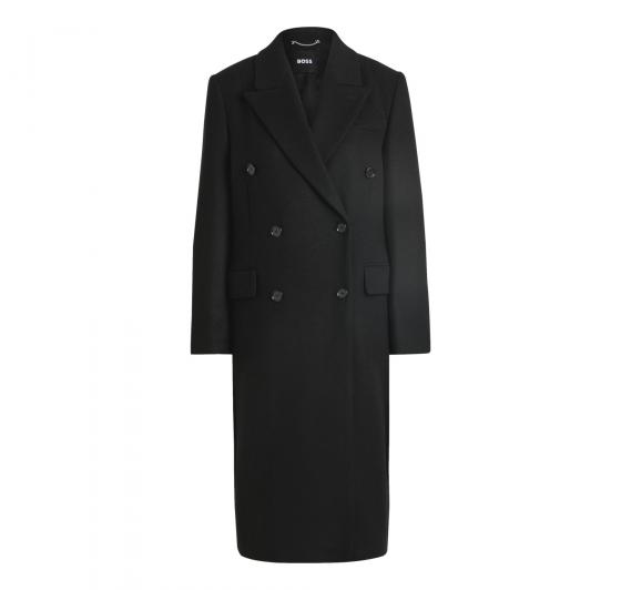 BOSS Cappotto Donna Lungo In Twill Con Chiusura Doppio Petto Callaf 50524975 Colore Nero