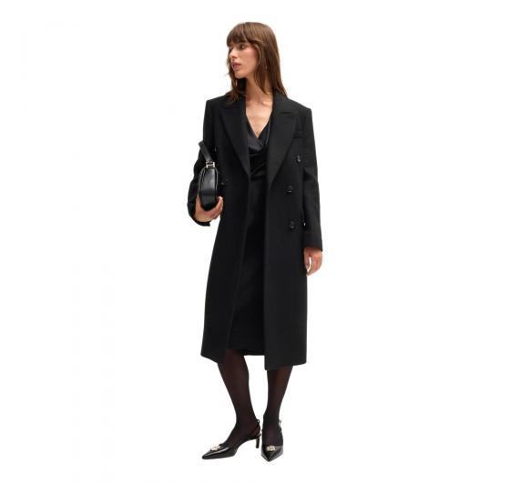 BOSS Cappotto Donna Lungo In Twill Con Chiusura Doppio Petto Callaf 50524975 Colore Nero