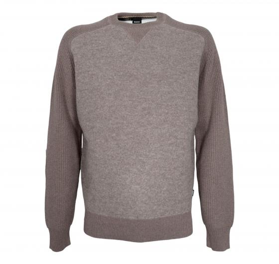 BOSS Maglione Uomo Regular Fit In Materiali Misti Con Polsini A Coste H-Ematero 50526864 Colore Mud