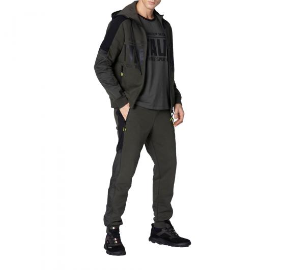 AERONAUTICA MILITARE Pantalone Uomo In Felpa Con Mesh e Ripstop PF949 Colore Verde Militare