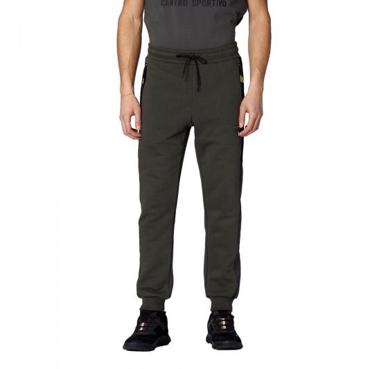 AERONAUTICA MILITARE Pantalone Uomo In Felpa Con Mesh e Ripstop PF949 Colore Verde Militare