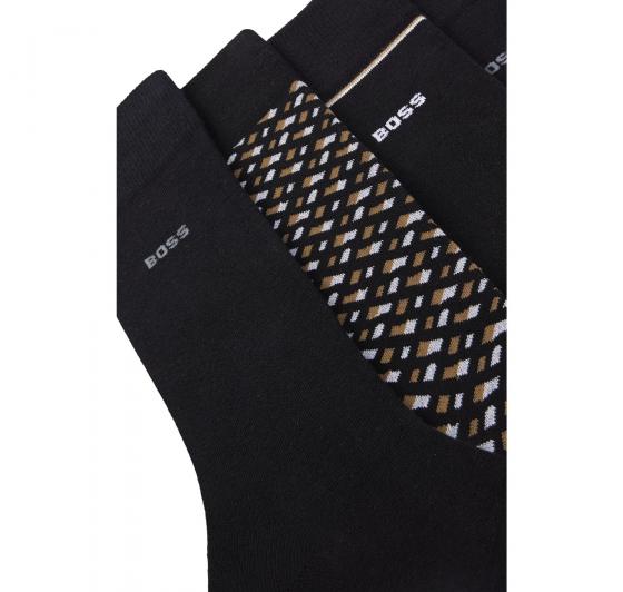 BOSS Calze Uomo Ad Altezza Regolare In Misto Cotone In Confezione Da Quattro 4P RS Gift Monogram 50524322 Colore Nero