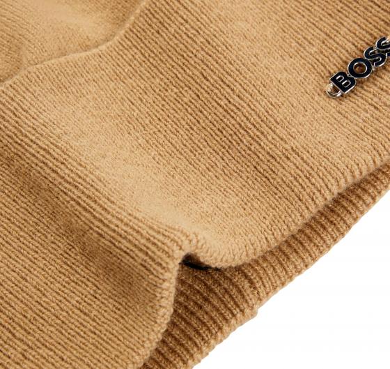 BOSS Berretto Donna in Lana e Cashmere con Logo Lari hat  50524276 Marrone Chiaro