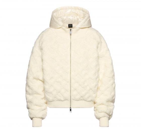 BOSS Bomber Donna Con Cappuccio In tessuto Logato Monogram DoubleB Farionda 50523742 Colore Avorio