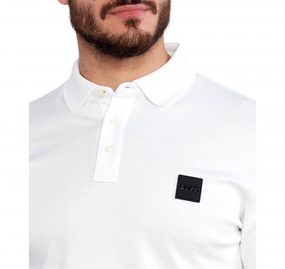 BOSS Polo Uomo Manica Lunga In Cotone Con Logo Al Petto 50485162 Colore Bianco