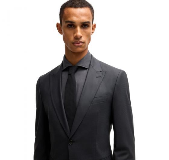 BOSS Abito Uomo Slim Fit In Misto Lana Con Micromotivo 50534913 Colore Nero