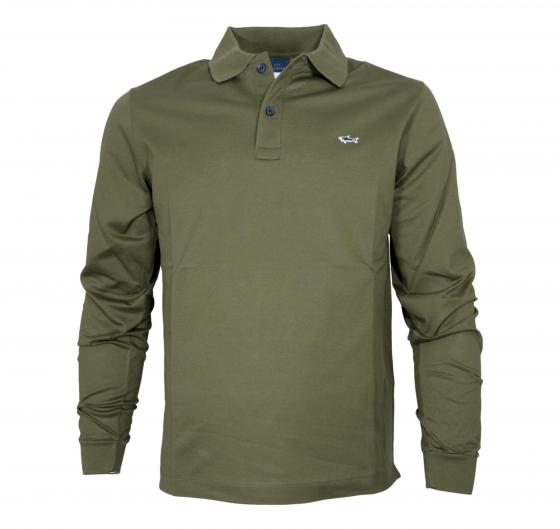 PAUL SHARK Polo Uomo Manica Lunga In Pique Di Cotone C0P1229 089 Colore Verde Militare