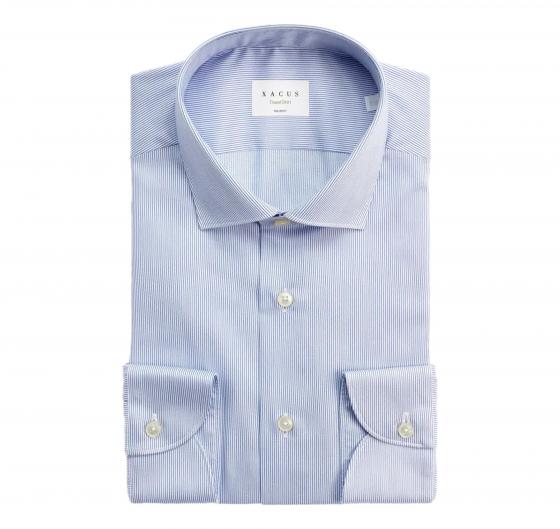 XACUS Camicia Collo francese Piccolo Twill Blu Tailor Custom Fit 11807002 Colore Riga Blu
