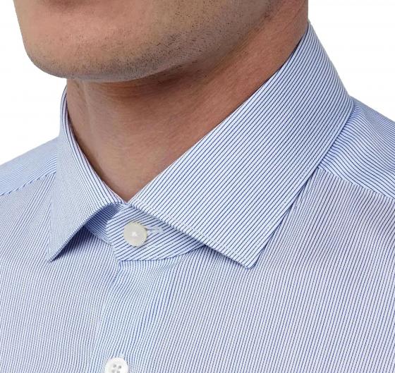 XACUS Camicia Collo francese Piccolo Twill Blu Tailor Custom Fit 11807002 Colore Riga Blu