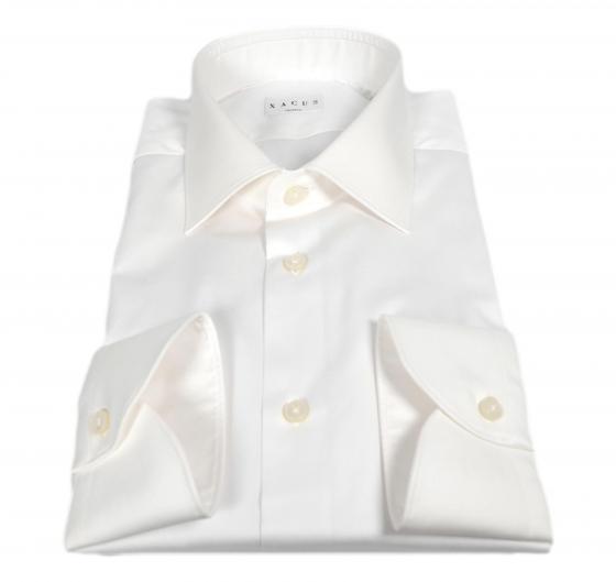 XACUS Camicia Uomo Classic Shirt Tailor Fit Collo francese Tinta Unita Tessuto Armaturato Colore Bianco