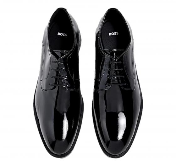 BOSS Scarpe Uomo Derby In Pelle Lucida 50529140 Colore Nero
