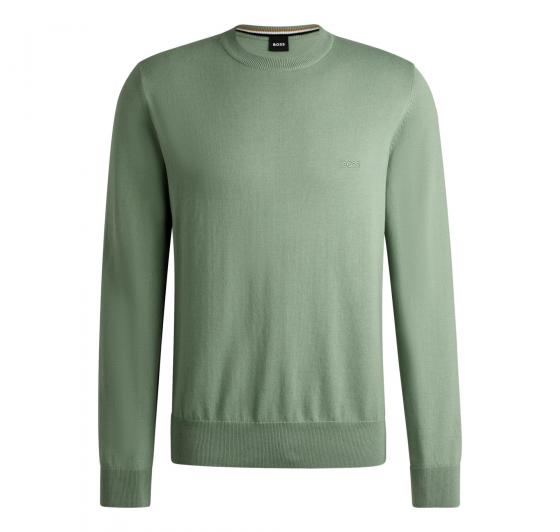 BOSS Maglione Uomo In Cotone Con Logo Ricamato Pacas 50506023 Colore Verde Chiaro