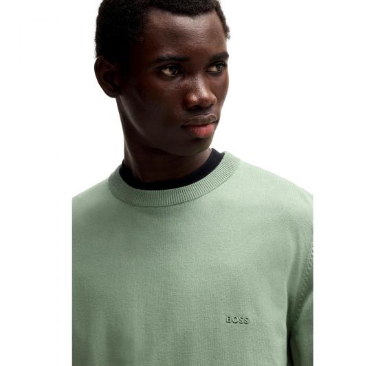 BOSS Maglione Uomo In Cotone Con Logo Ricamato Pacas 50506023 Colore Verde Chiaro