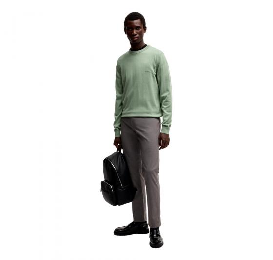 BOSS Maglione Uomo In Cotone Con Logo Ricamato Pacas 50506023 Colore Verde Chiaro