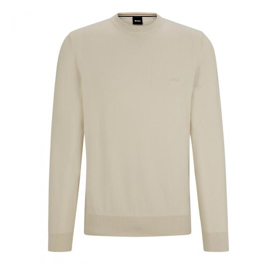 BOSS Maglione Uomo In Cotone Con Logo Ricamato Pacas 50506023 Colore Beige Chiaro