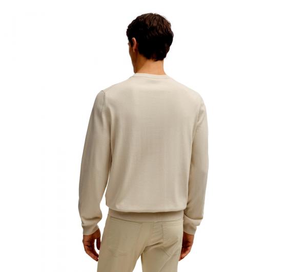BOSS Maglione Uomo In Cotone Con Logo Ricamato Pacas 50506023 Colore Beige Chiaro