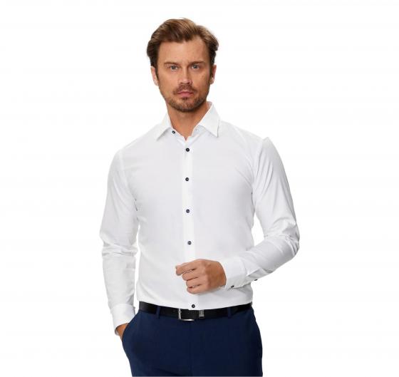 BOSS Camicia Uomo Slim Fit In Twill Di Cotone Elasticizzato H HANK kent C1 214 50519867 Colore Bianco