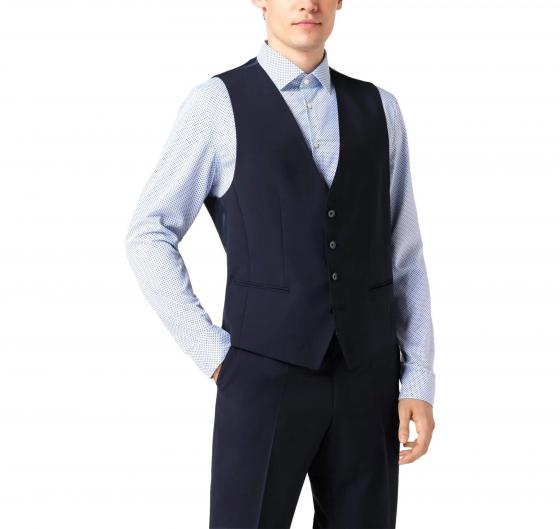 BOSS Gilet Uomo Regular Fit in Lana Vergine Elasticizzata 50480017 Colore Blu