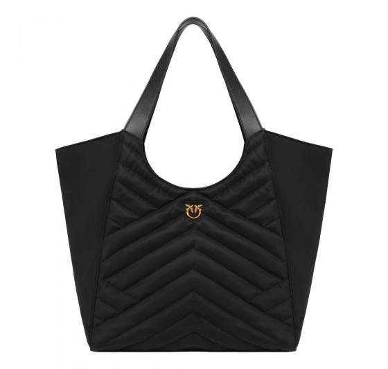PINKO Borsa Donna Tote Bag Shopper In Tessuto Riciclato Trapunta Puzzle 104536 Z99Q Colore Nero