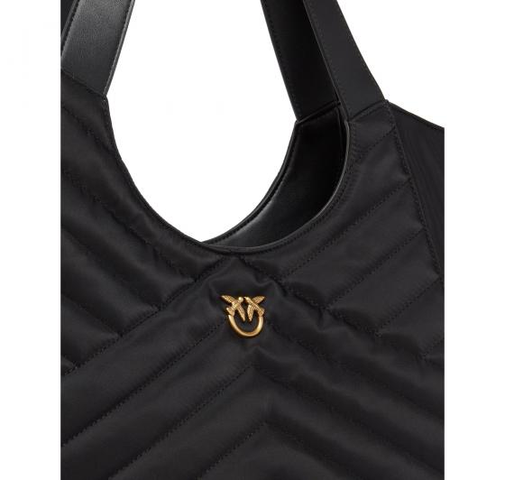 PINKO Borsa Donna Tote Bag Shopper In Tessuto Riciclato Trapunta Puzzle 104536 Z99Q Colore Nero