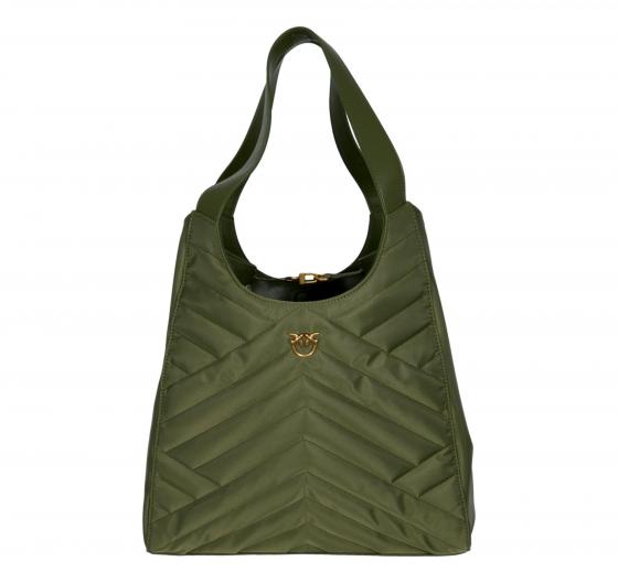 PINKO Borsa Donna Tote Bag Shopper In Tessuto Riciclato Trapunta Puzzle 104536 X25Q Colore Verde Militare