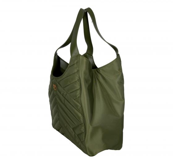 PINKO Borsa Donna Tote Bag Shopper In Tessuto Riciclato Trapunta Puzzle 104536 X25Q Colore Verde Militare