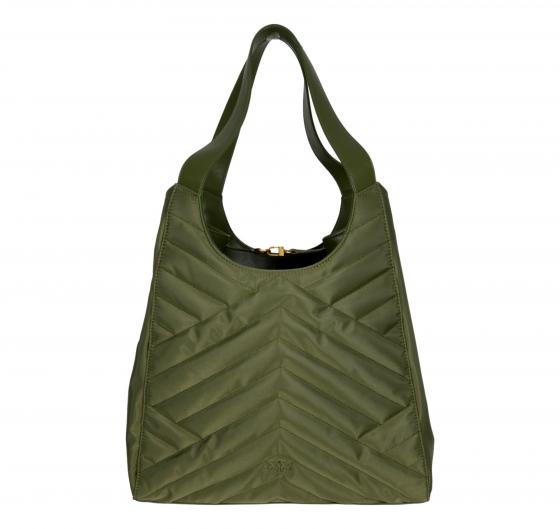 PINKO Borsa Donna Tote Bag Shopper In Tessuto Riciclato Trapunta Puzzle 104536 X25Q Colore Verde Militare