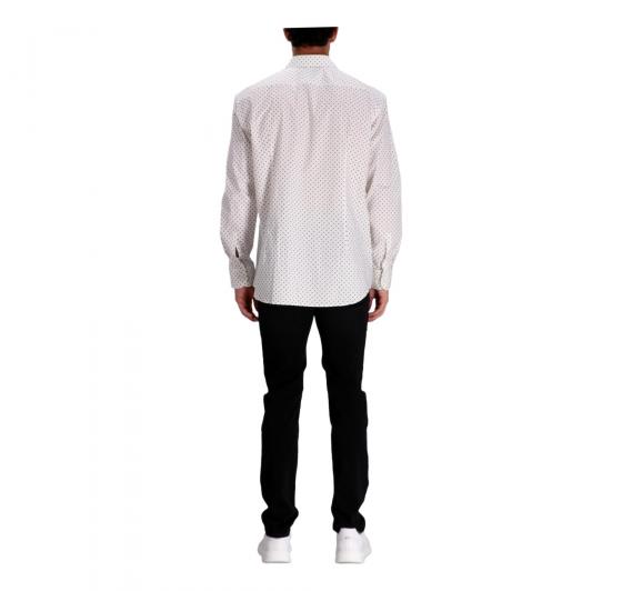 BOSS Camicia Uomo Slim Fit Popelin Di Cotone Elasticizzato Fantasia Geometrica H-HANK-Kent 50532828 Colore Bianco