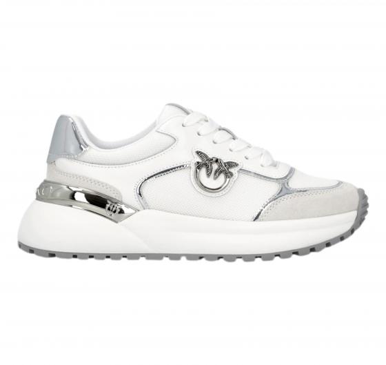 PINKO Sneakers Donna Con Logo E Dettagli Specchiato SS0019P027 GEM 01 Colore Bianco Argento ZI6