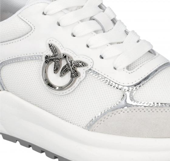 PINKO Sneakers Donna Con Logo E Dettagli Specchiato SS0019P027 GEM 01 Colore Bianco Argento ZI6