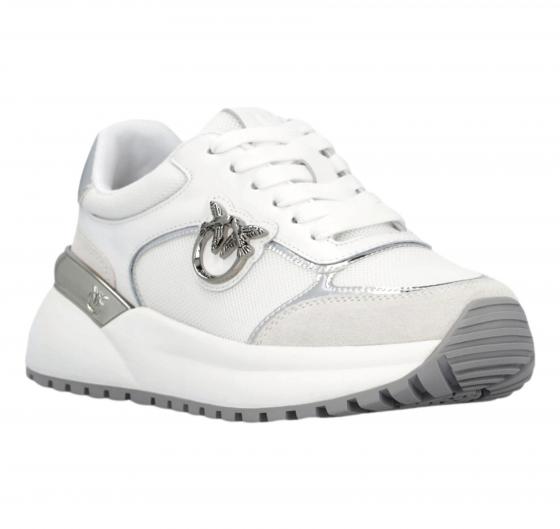 PINKO Sneakers Donna Con Logo E Dettagli Specchiato SS0019P027 GEM 01 Colore Bianco Argento ZI6