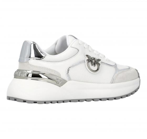 PINKO Sneakers Donna Con Logo E Dettagli Specchiato SS0019P027 GEM 01 Colore Bianco Argento ZI6