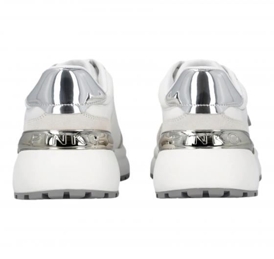 PINKO Sneakers Donna Con Logo E Dettagli Specchiato SS0019P027 GEM 01 Colore Bianco Argento ZI6