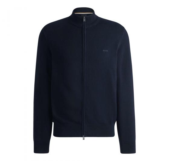 BOSS Cardigan Uomo In Maglia Di Cotone Con Zip e Logo Ricamato Palano 50505998 Colore Blu