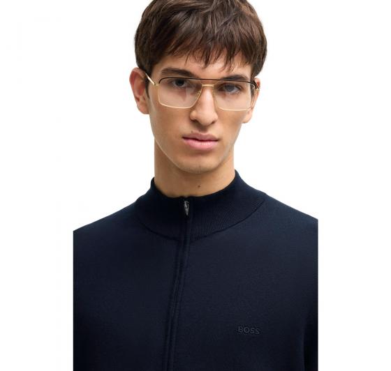 BOSS Cardigan Uomo In Maglia Di Cotone Con Zip e Logo Ricamato Palano 50505998 Colore Blu