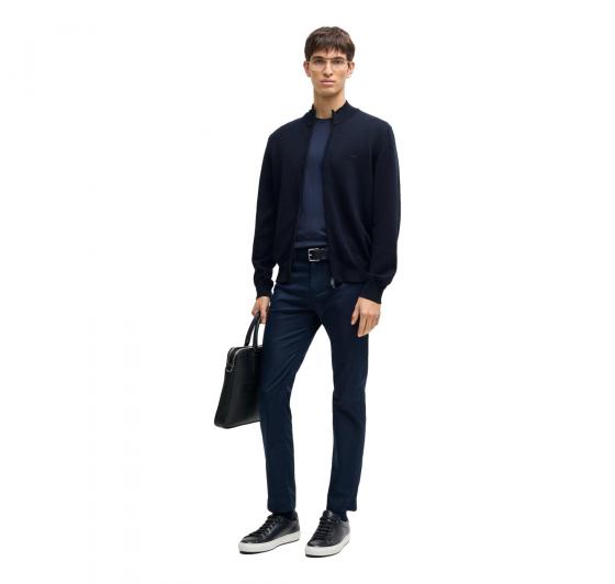 BOSS Cardigan Uomo In Maglia Di Cotone Con Zip e Logo Ricamato Palano 50505998 Colore Blu