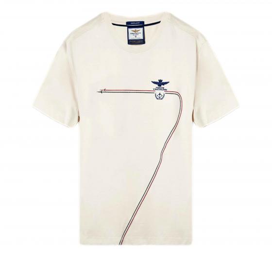 AERONAUTICA MILITARE T-shirt in Cotone Con Scie Ricamate TS2417 Colore Bianco Ghiaccio