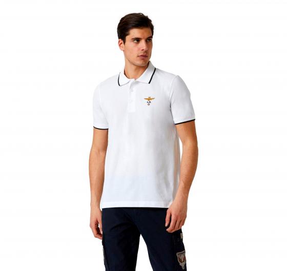 AERONAUTICA MILITARE Polo Uomo Basica In Cotone Manica Corta PO1308 Colore Bianco